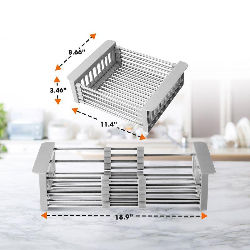 Cheer Collection Adjustable Stainless Steel Over The Sink Dish Rack