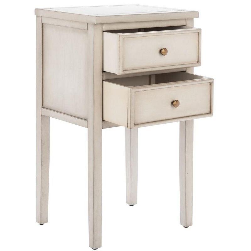 Toby Accent Table With Storage Drawers - AMH6625D - White Birch - Safavieh Couture