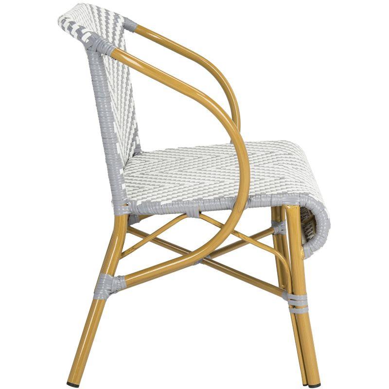 Contemporary Beige-Gray Wicker and Metal Two-Seater Settee