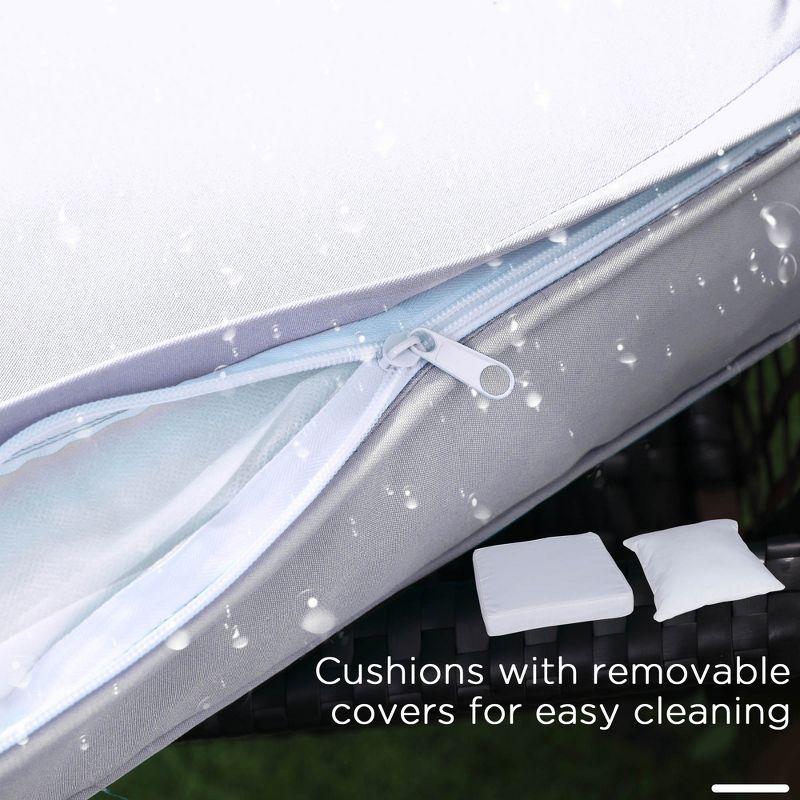 Outsunny 3-Piece Bistro Set Outdoor Wicker Furniture Set with Rattan Rocking Chair, Side Table for Patio Backyard Garden and Balcony