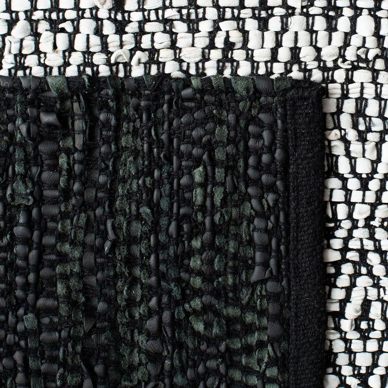 Vintage Leather VTL387 Hand Woven Indoor Area Rug - Light Grey/Black - 6'x6' - Safavieh.