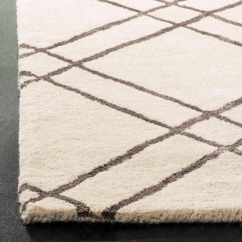 Ivory and Dark Grey Wool Hand Tufted Runner Rug