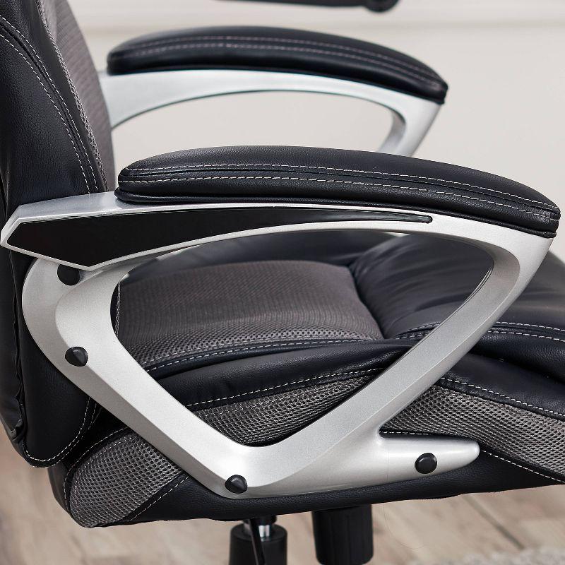 High-Back Ergonomic Executive Gaming Chair in Gray Mesh & Faux Leather