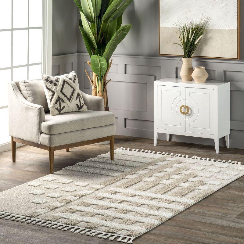 Nuloom Cordelia Fragmented Stripes Tasseled Indoor Area Rug