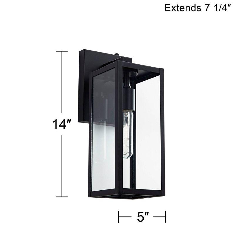 Mystic Black 14" Modern Industrial Outdoor Wall Light with Clear Glass