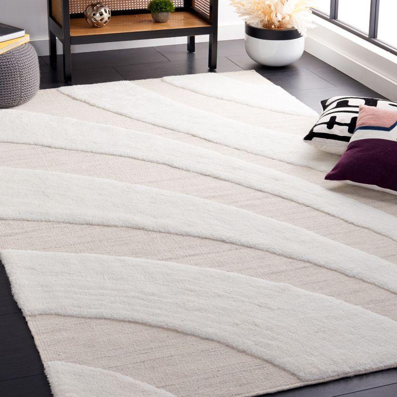 Ivory Beige Hand-knotted Wool Shag 4' x 6' Rug