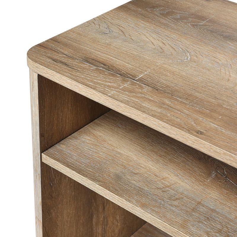 Storied Home Radius Nightstand Square Cube Storage Compartment Coastal Oak : Modern Farmhouse Style, Scratch-Resistant, Device Charging Slot