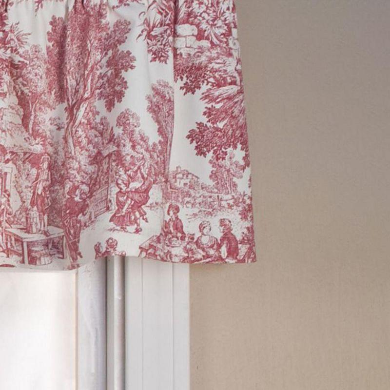 Ellis Curtain Victoria Park Toile Water Proof Room Darkening Blackout Tailored Window Valance - 70 x 12, Red