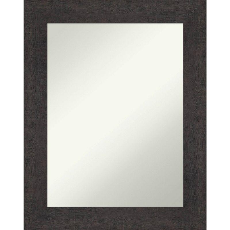 Espresso Wood Rectangular Wall Mirror with Rustic Frame