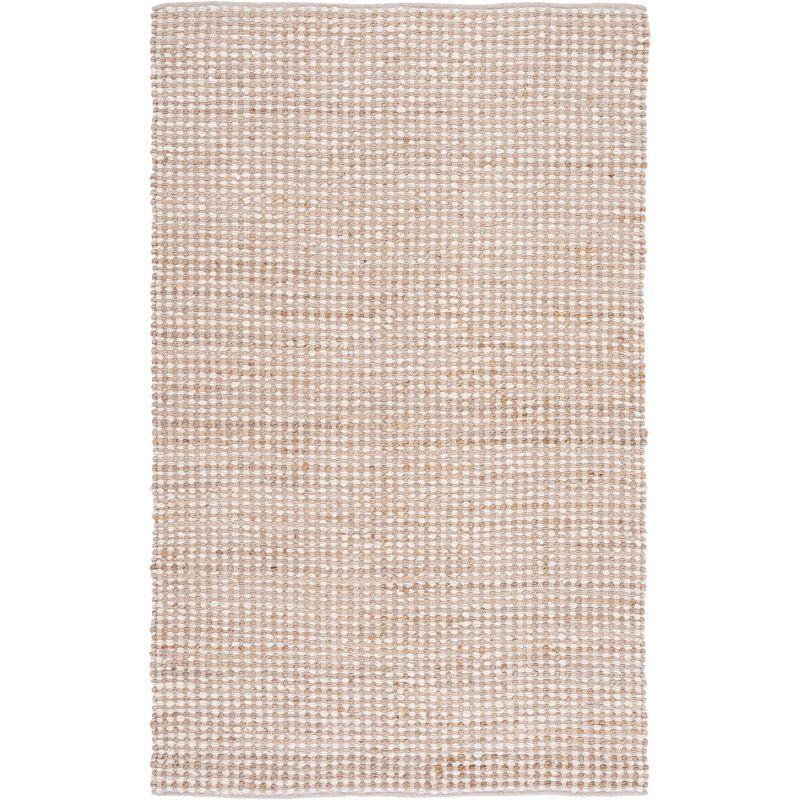 Beige and Ivory Flat Woven Wool Round Rug