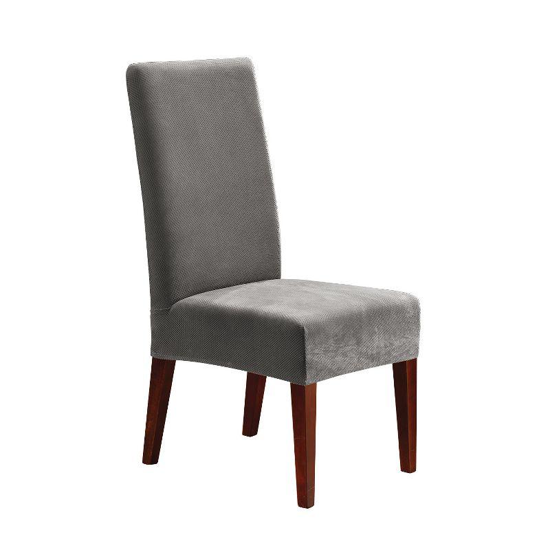 Flannel Grey Stretch Pique Dining Chair Slipcover