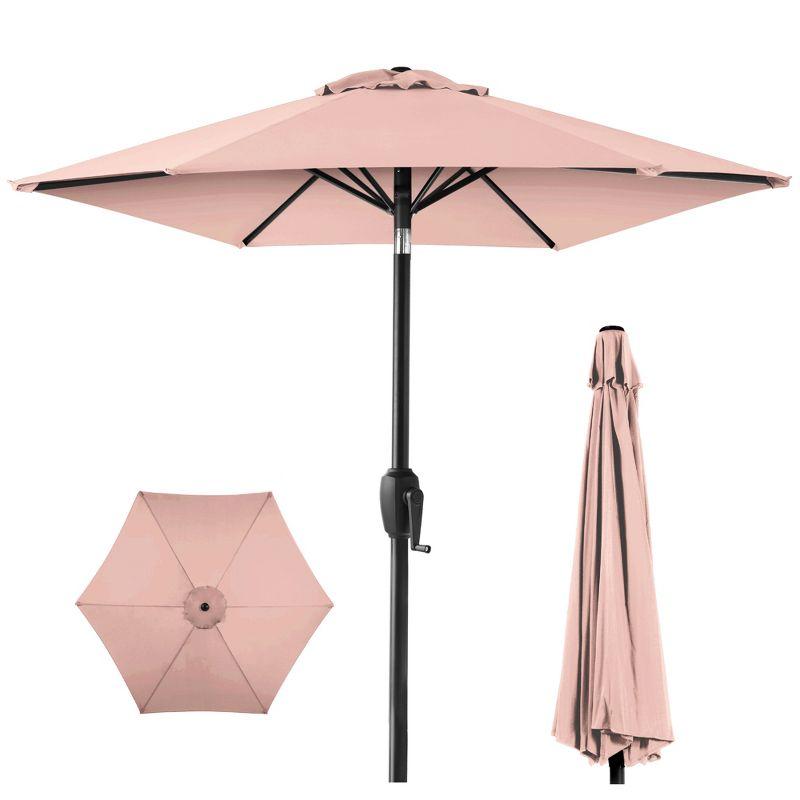 7.5ft Rose Quartz Polyester Outdoor Market Patio Umbrella with Steel Pole