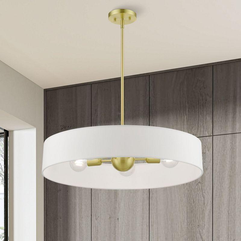 Livex Lighting Venlo 5 - Light Pendant in  Satin Brass/Shiny White