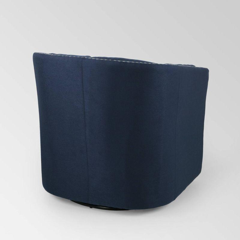 Maya Contemporary Swivel Chair Blue - Christopher Knight Home: Upholstered Linen, Iron Frame, No Assembly Required