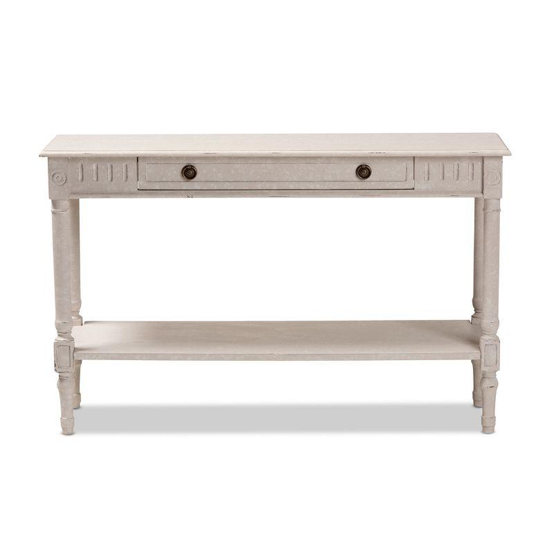 Ariella Whitewashed 1 Drawer Console Table White - Baxton Studio