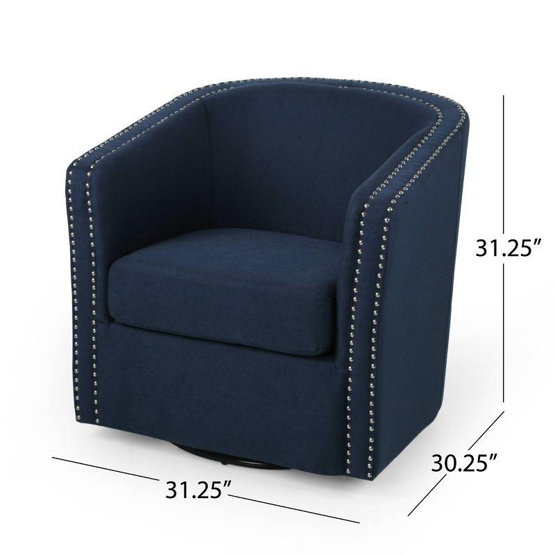 Maya Contemporary Swivel Chair Blue - Christopher Knight Home: Upholstered Linen, Iron Frame, No Assembly Required