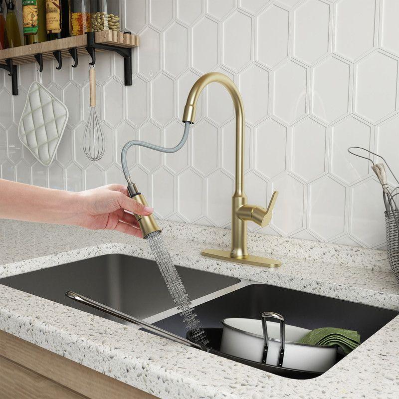 CASAINC 1.8 GPM Single-Handle Pull-Down Kitchen Faucet Single Hole Faucet