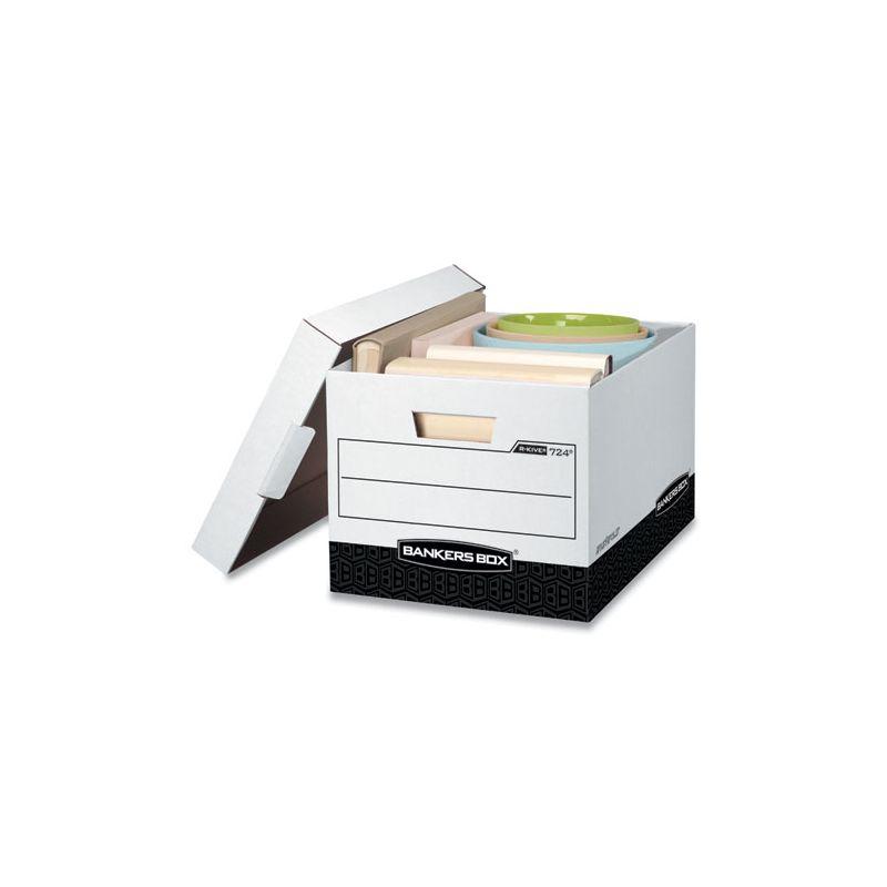 Bankers Box R-KIVE Heavy-Duty Storage Boxes, Letter/Legal Files, 12.75" x 16.5" x 10.38", White/Black, 12/Carton