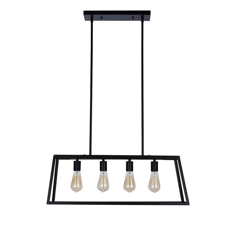 30" Industrial 4-Light Rectangular Island Chandelier (Includes LED Light Bulb) Matte Black - Cresswell Lighting