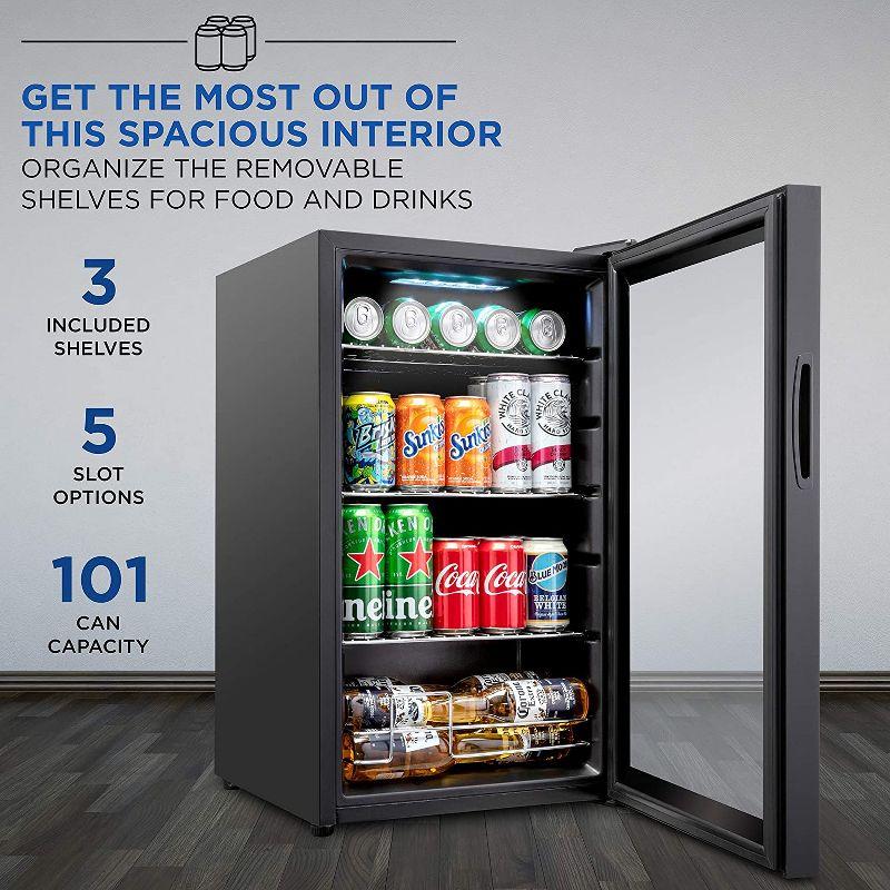 Ivation 101 Can Mini Fridge, Small Adjustable Beverage Refrigerator