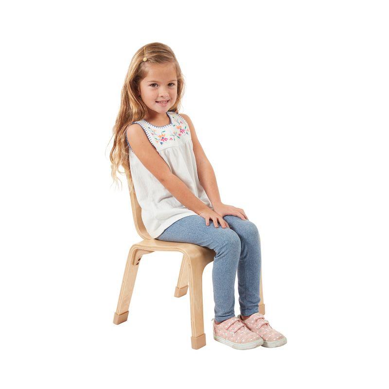 ECR4Kids Bentwood Chair, 12in Seat Height, Natural, 2-Pack