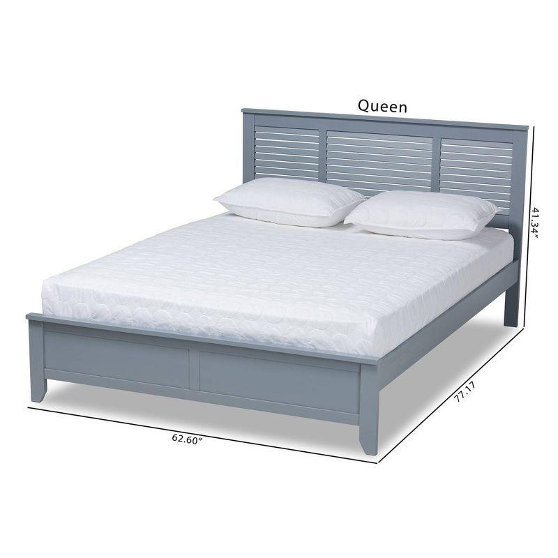 Gray Upholstered Wood Full Platform Bed with Headboard