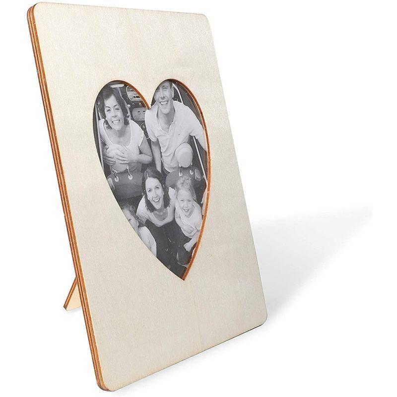 Bright Creations 4 Pack Unfinished Wood Craft Frames for 4 x 6 Photos, Heart