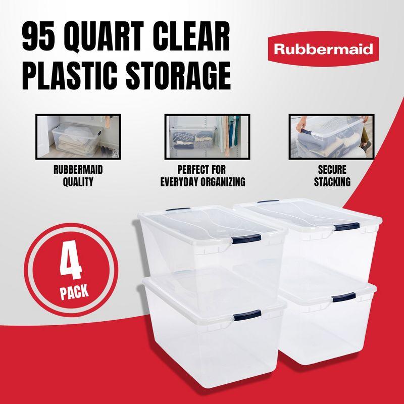 Rubbermaid Rubbermaid Cleverstore Clear 95 Qt Plastic Storage Bins with Lids, 4-Pack