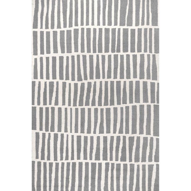 Nuloom Lemuel Geometric 8x10 Wool Indoor Area Rug for Living Room Bedroom Dining Room Kitchen, Grey/Ivory