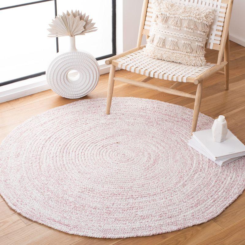 Elegant Ivory Handwoven Braided Round Rug - 6' Synthetic