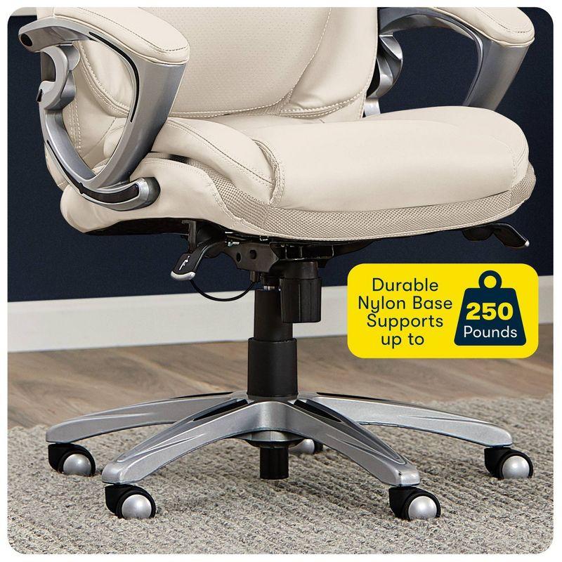 Works Executive Office Chair with Air Technology Comfortable Cream - Serta: Ergonomic Lumbar Support, Fixed Arms, Wood Frame