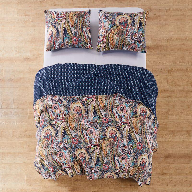 Nanette Floral Quilt Set - Twin/Twin XL Quilt and One Standard Sham Navy - Levtex Home