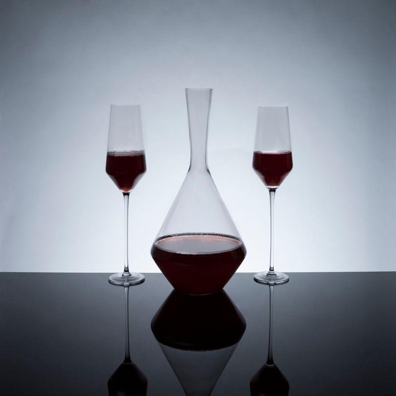 Viski Raye Angled Crystal Bordeaux Wine Glasses Set of 2 - Premium Crystal Clear Glass, Modern Stemmed, Flat Bottom Red Wine Gift Set - 16oz