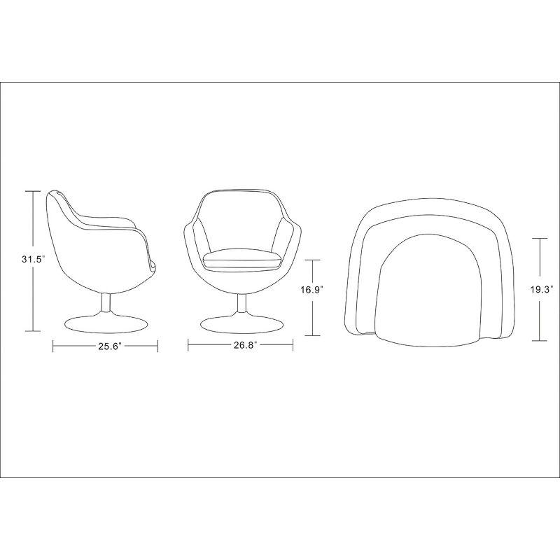 Caisson Faux Leather Swivel Accent Chair White: Polished Chrome Base, Removable Cushion - Manhattan Comfort