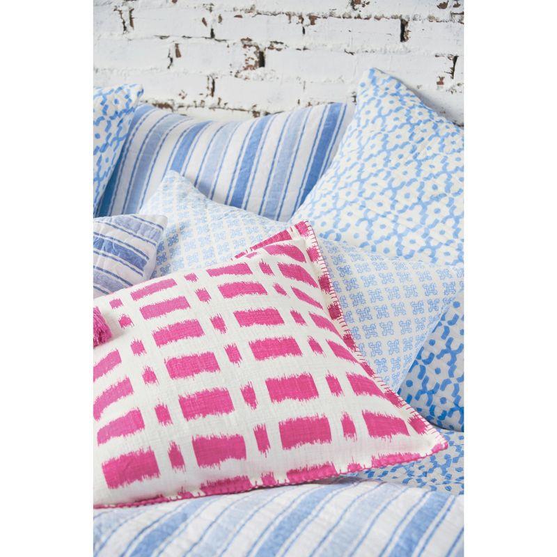 Santorini Blue and White Embroidered Cotton Euro Sham