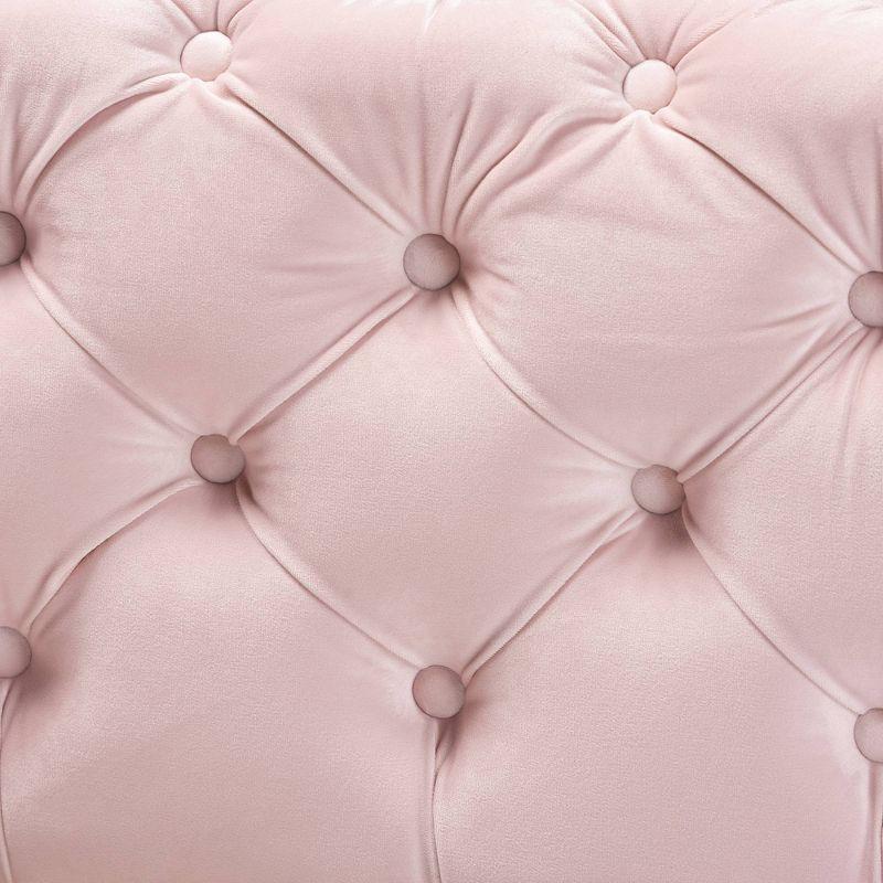 Baxton Studio Avara Velvet Button Tufted Bench Ottoman Pink: Modern Upholstered Rectangular Furniture