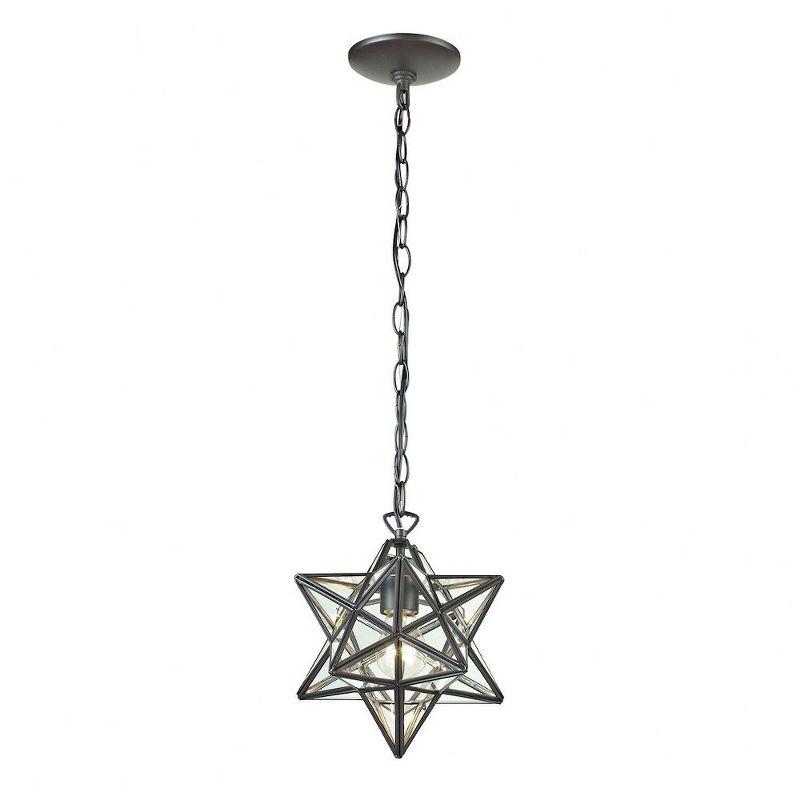 Star 1-Light Mini Pendant in Oiled Bronze with Clear Glass