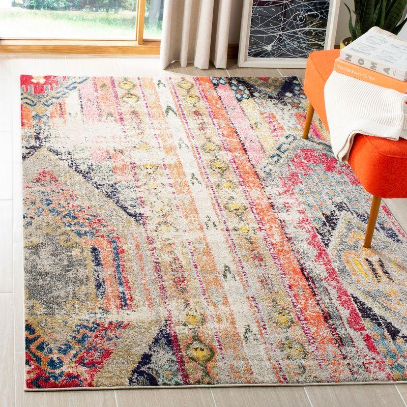 Bohemian Flair Light Grey Multi Synthetic 4' x 5'7" Reversible Area Rug