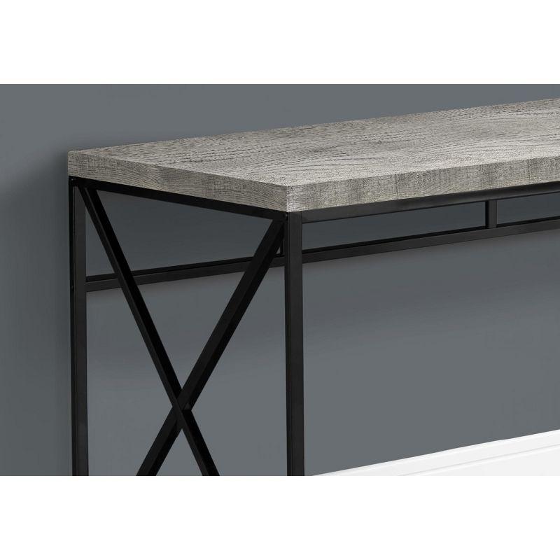 Contemporary Gray Wood Home Office Desk with Drawer and Black Metal Base