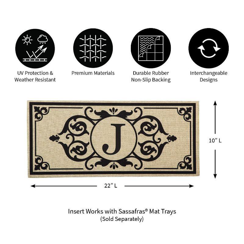 Evergreen Enterprises, Inc Monogram Cambridge Monogram Burlap Sassafras Switch 22 in. x 10 in. Non-Slip Indoor Door Mat