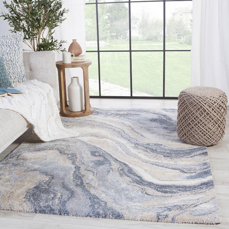 5'x7'6" Vibe by Orion Abstract Area Rug Blue/Light Gray - Jaipur Living: High Pile, Vintage Style, Indoor Use