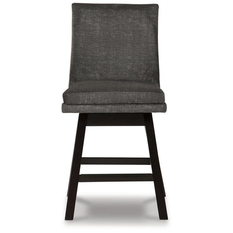 Signature Design by Ashley Tallenger Upholstered Swivel Counter Height Barstool Set of 2, Dark Gray