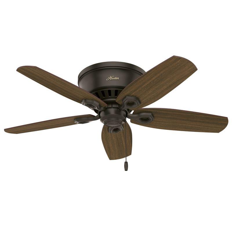 42" Builder Low Profile 5 - Blade Flush Mount Ceiling Fan with Pull Chain and Light Kit Included