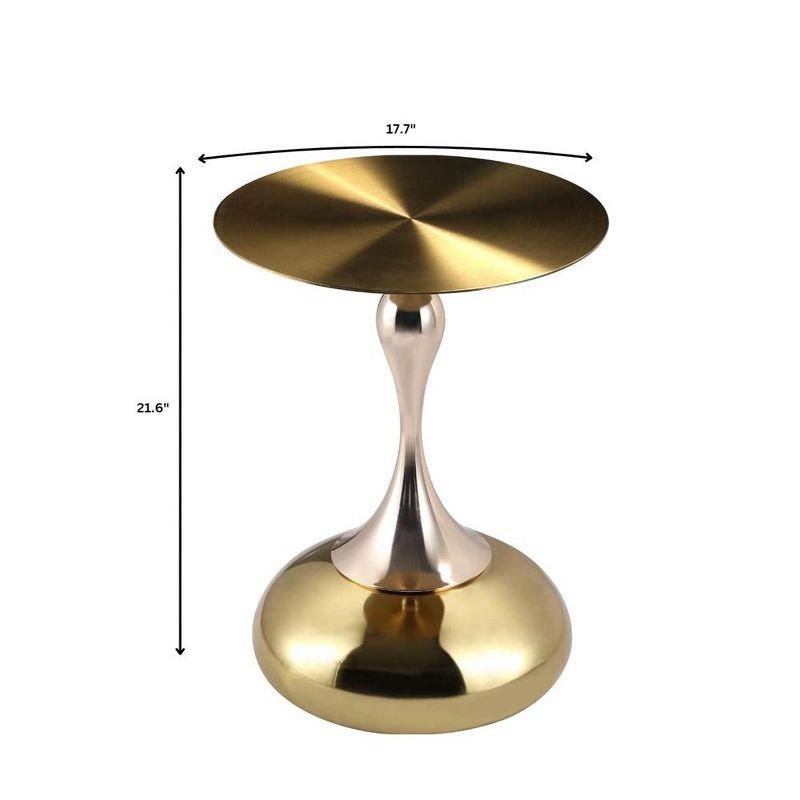 LeisureMod Wide Side Table with Gold Stainless Steel Top Round Accent Table and Pedestal Base Modern End Table Savoy Series