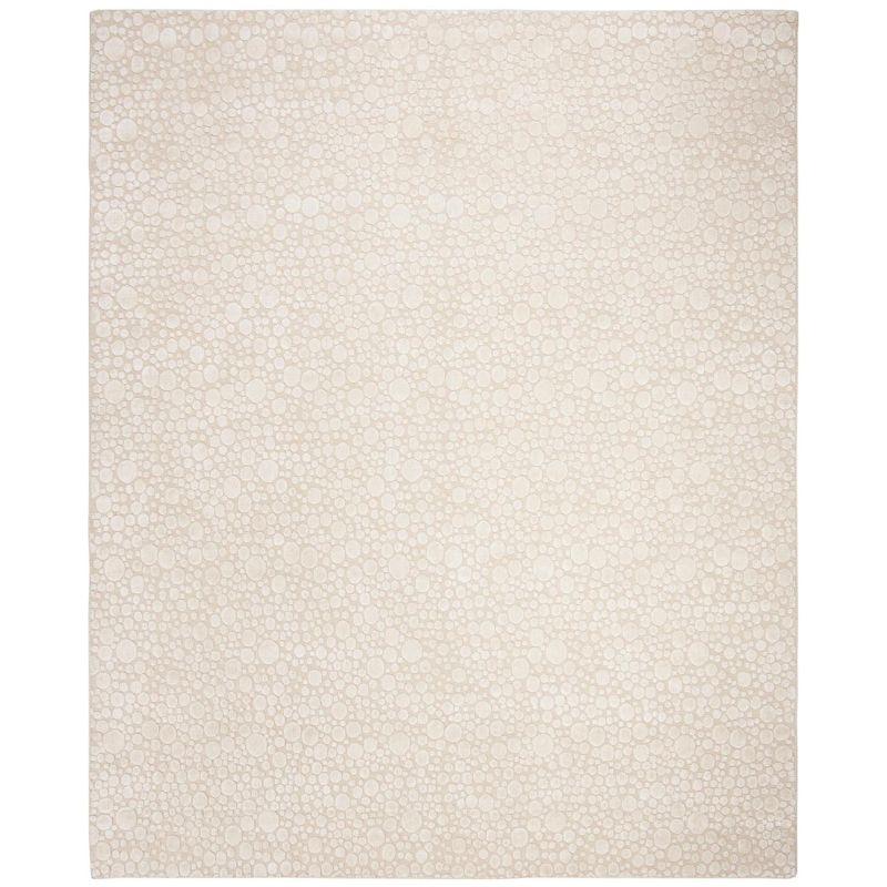 Ivory Hand-Knotted Wool and Viscose Area Rug, 8' x 10'