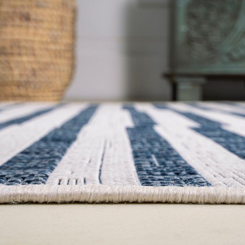2'x8' Sukie Modern Offset Stripe Indoor/Outdoor Runner Rug, Ivory/Blue - JONATHAN Y