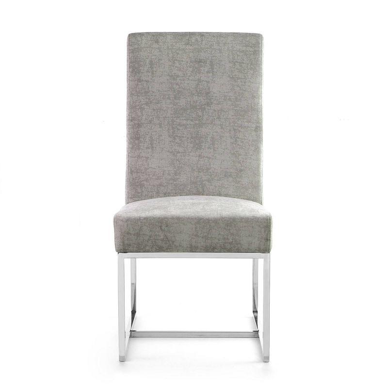 Element Velvet Dining Chair Steel - Manhattan Comfort: High-Back, Armless, Stainless Steel Base