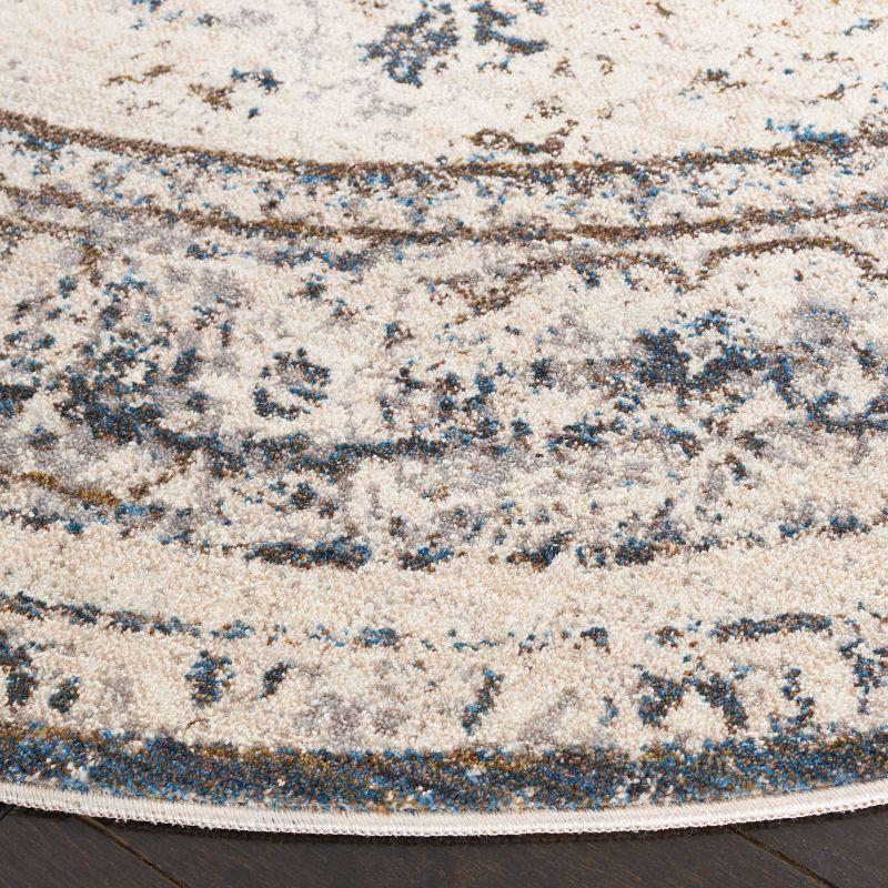 Vintage Persian VTP438 Power Loomed Indoor Area Rug - Ivory/Blue - 5' Round - Safavieh