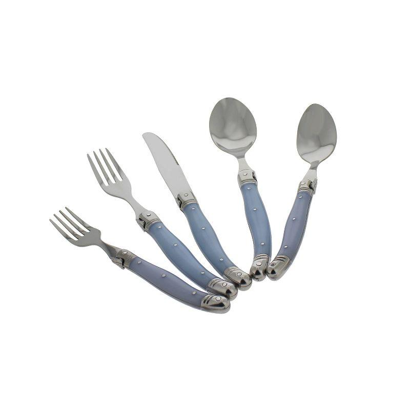 French Home Laguoile 20pc Stainless Steel Silverware Set Blue: Flatware Set, Service for 4, Dishwasher-Safe