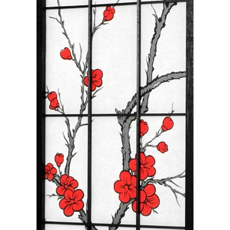 Oriental Furniture 6' Tall Blossom Shoji Screen 3 Panels Black: Japanese Style Privacy & Decor